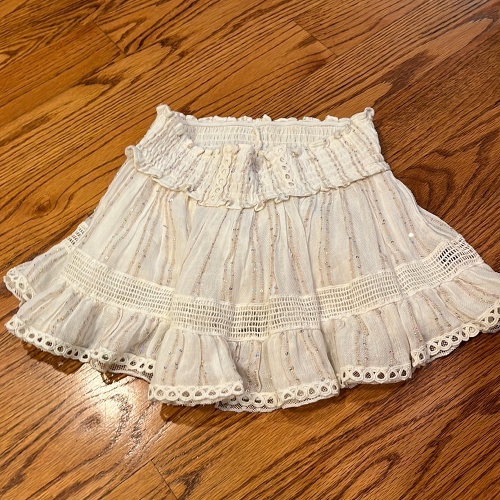 Surf Gypsy Girl’s White Sparkle Mini Skirt Size M